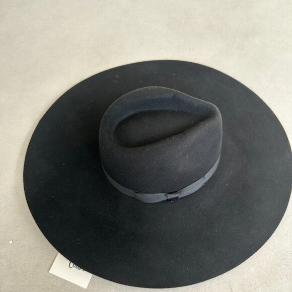 NWT Lack of Color Montana Midnight Muse Wool Felt Fedora Hat Black Wide Brim - Picture 7 of 10